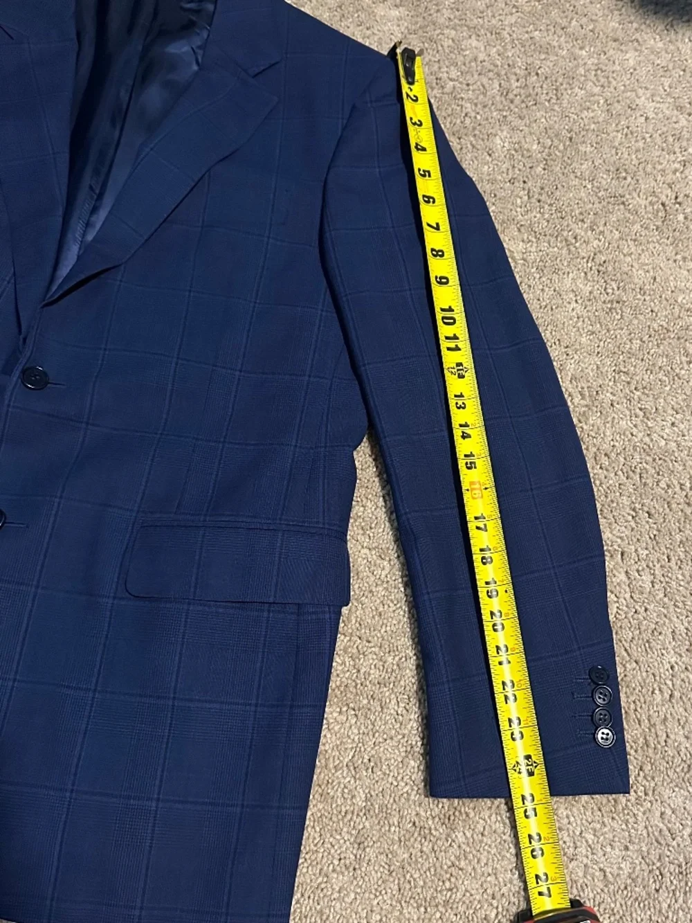 Canali 1934 Impeccabile Wool Classic Fit Navy Blue Tonal Plaid Suit Jacket 40R